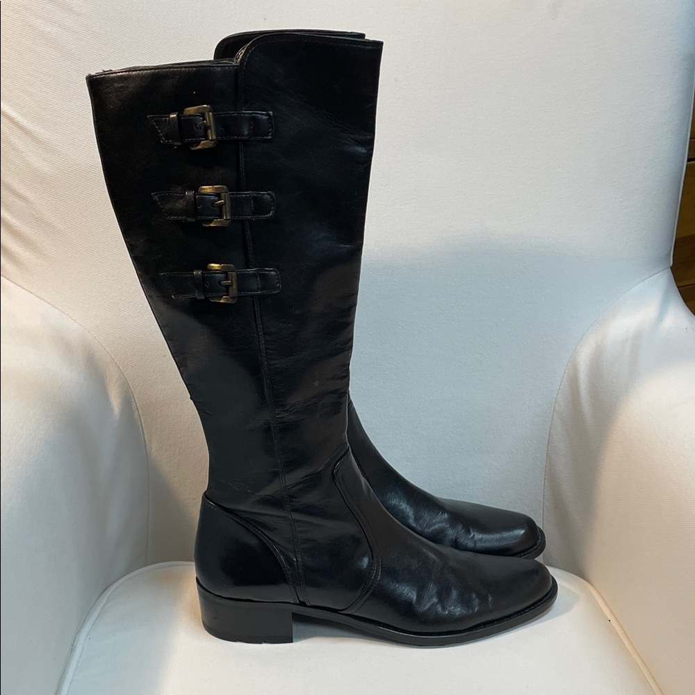 Paul Green Black Leather Knee-High Boots Sz 9 - Picture 4 of 9